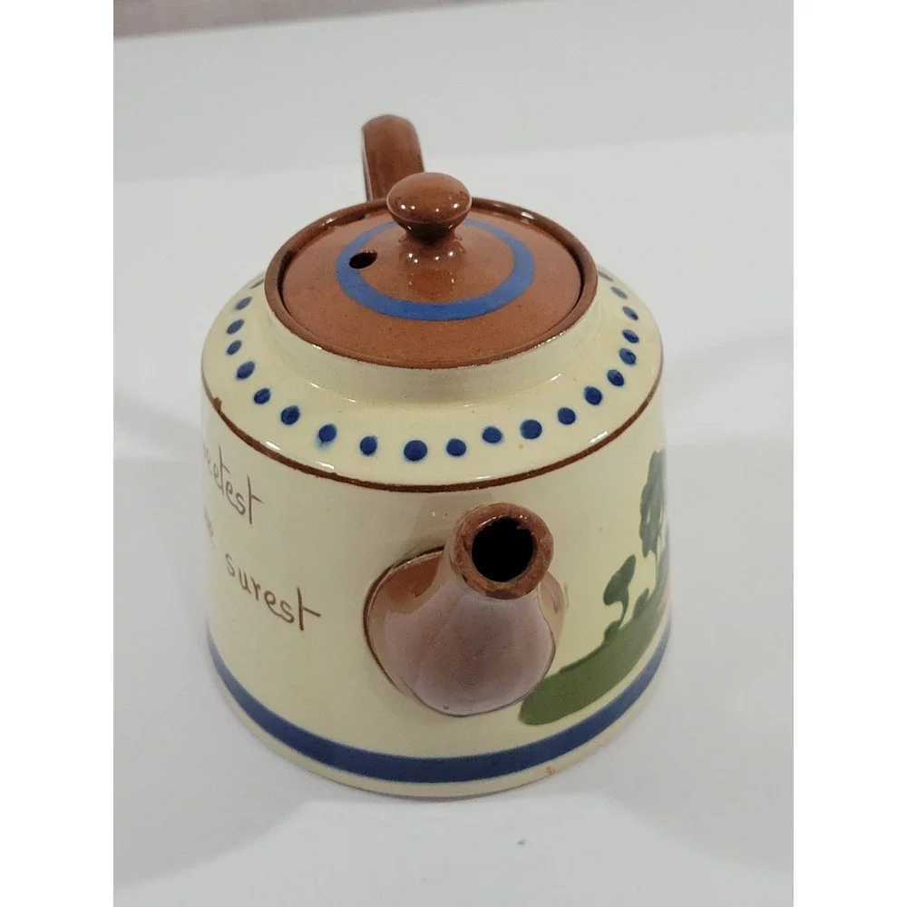Watcombe Pottery Set Teapot Candle Holder Tray Motto Ware Torquay England